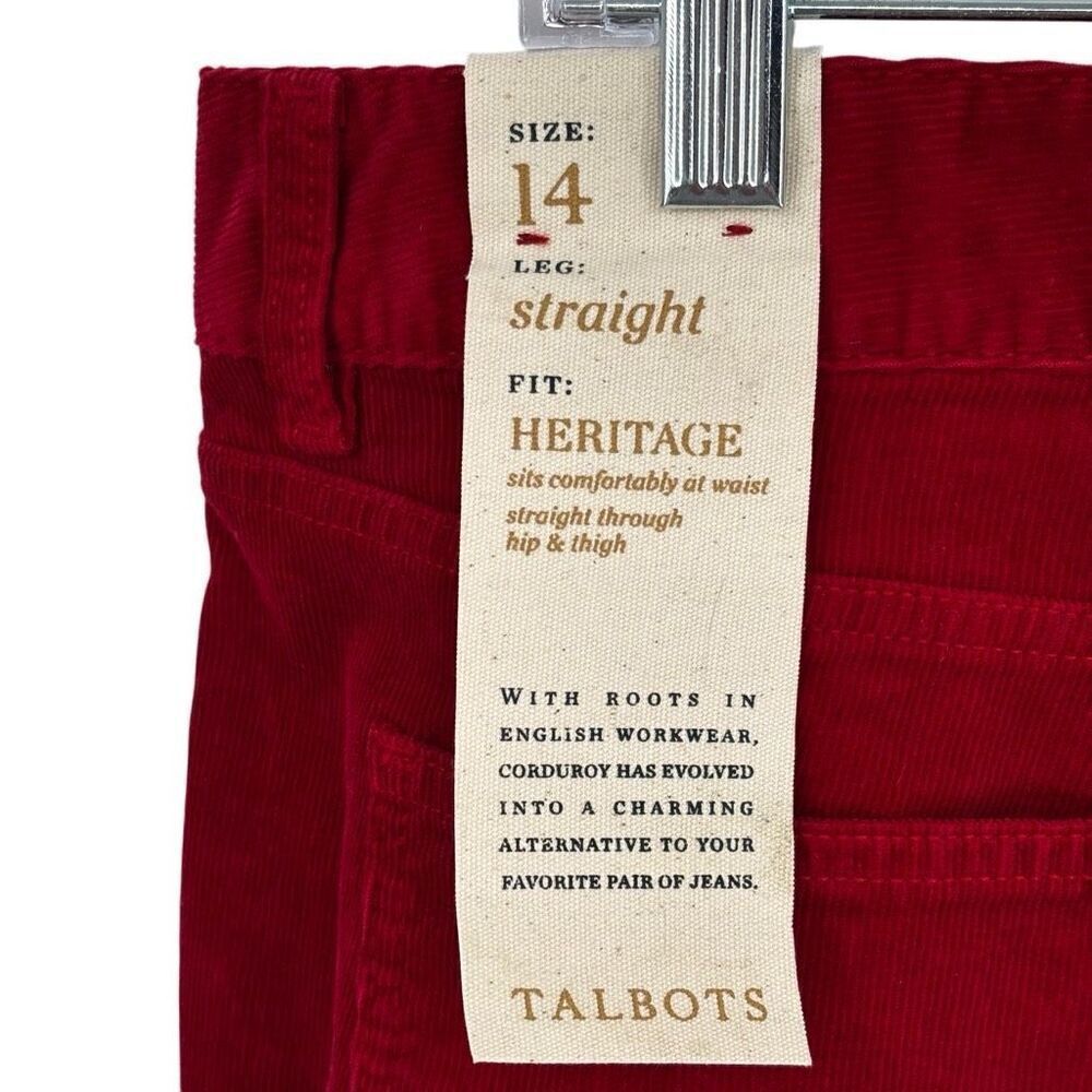 Talbots Heritage Corduroy Straight Leg Pants‎ Red Size 14 NWT - Picture 7 of 8